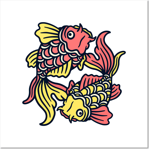 Twin Goldfish Wall Art by herbivorass